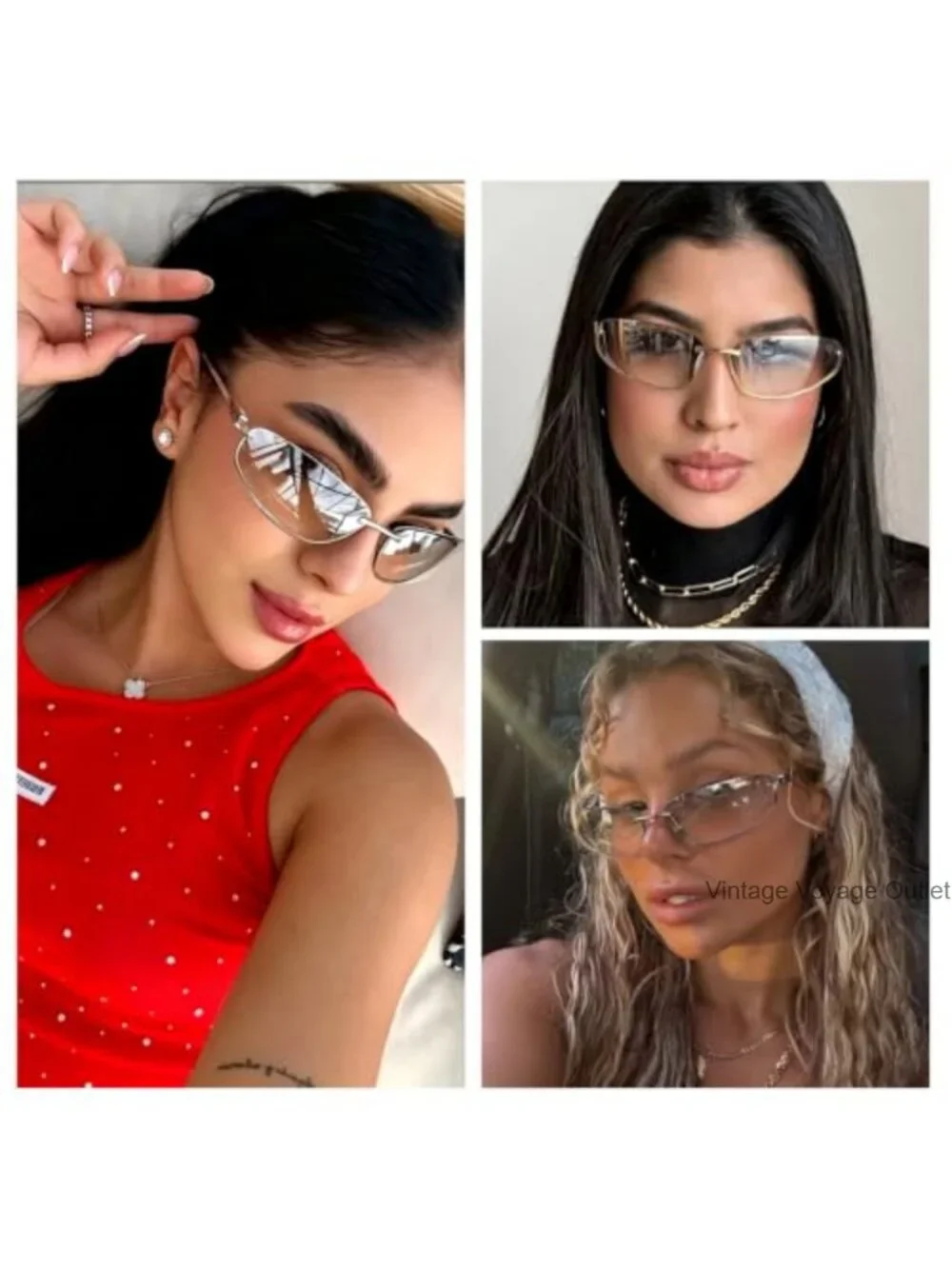 Y2K Retro Metal Wrap Around Sunglasses for Women Oval Futuristic Shades UV400